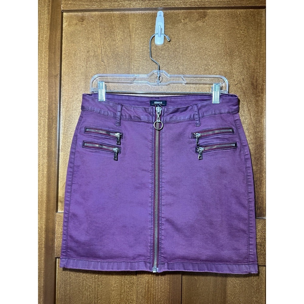 8th of LA Women's Purple Zip Front Mini Skirt Size Large Punk Moto Y2K